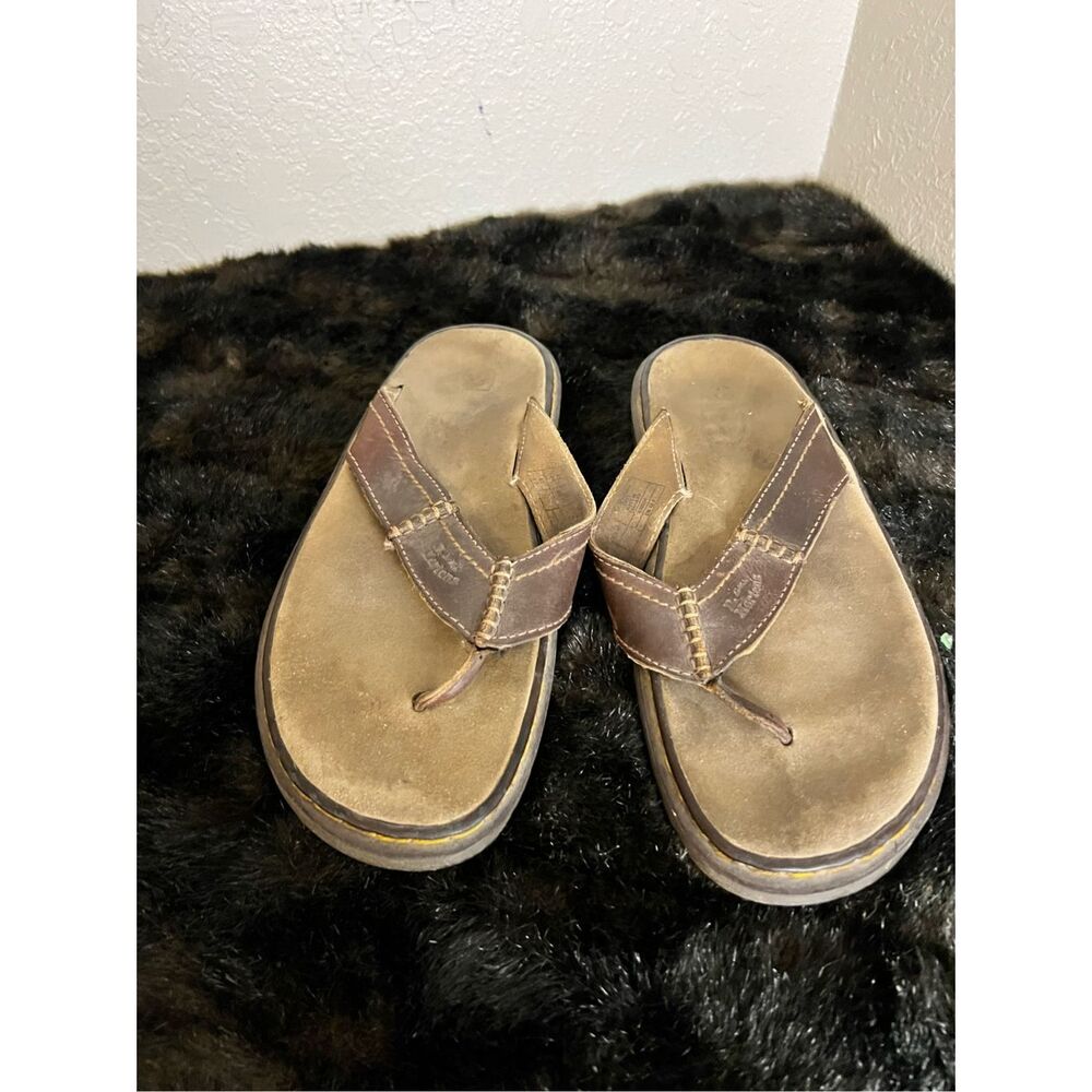 Dr. Martens Thong Sandals Men’s US 14 Brown Leather Flip Flops Air Cushion Soles